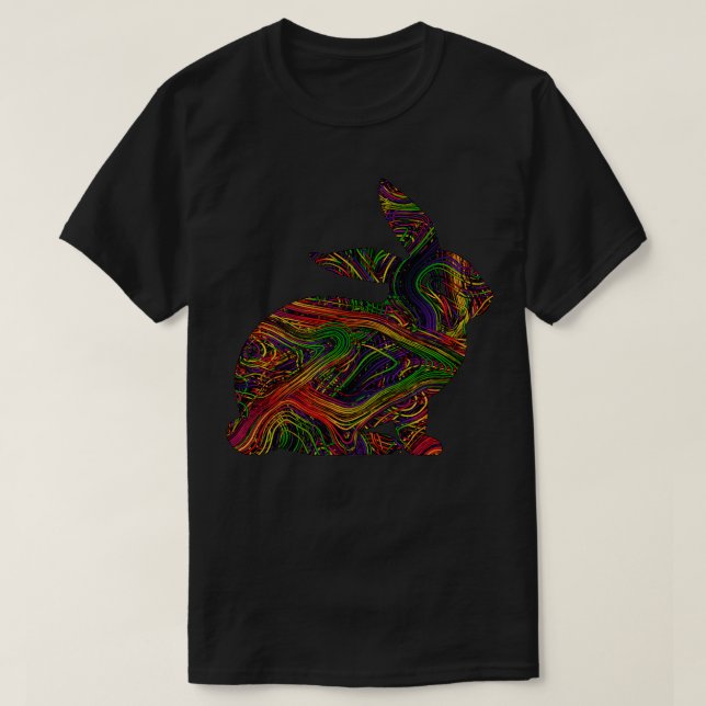 Rabbit Lovers Vibrant Artists String Illustration T-Shirt (Design Front)