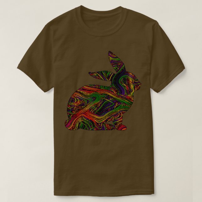 Rabbit Lovers Vibrant Artists String Illustration T-Shirt (Design Front)