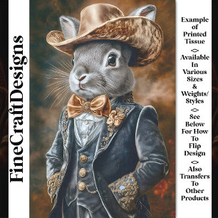 Rabbit Luxury Wild West Style Outfit CF3 Decoupage Tissue Paper