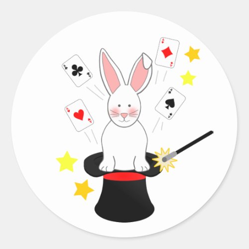 Rabbit Magic Show Birthday Party Classic Round Sticker