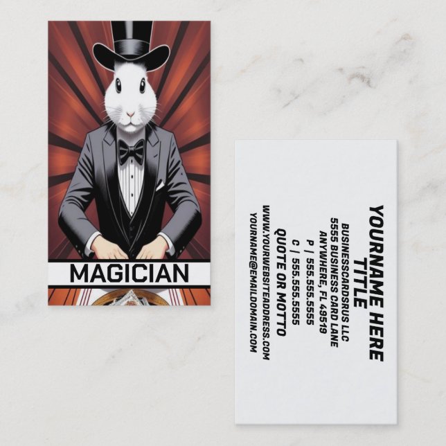 Rabbit Magician Hat Business Card (Front/Back)