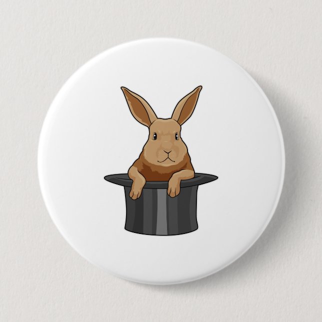 Rabbit Magician Magic hat Button (Front)