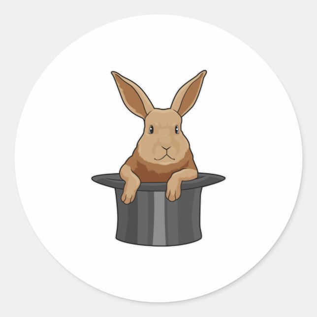 Rabbit Magician Magic hat Classic Round Sticker (Front)