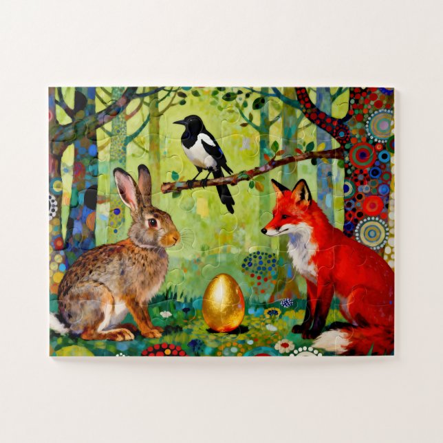 Rabbit, Magpie, Fox and “The Forest’s Secret”  Jigsaw Puzzle (Horizontal)