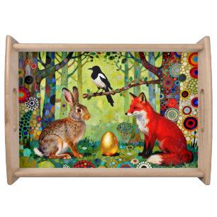 Rabbit, Magpie, Fox and “The Forest’s Secret” Serving Tray
