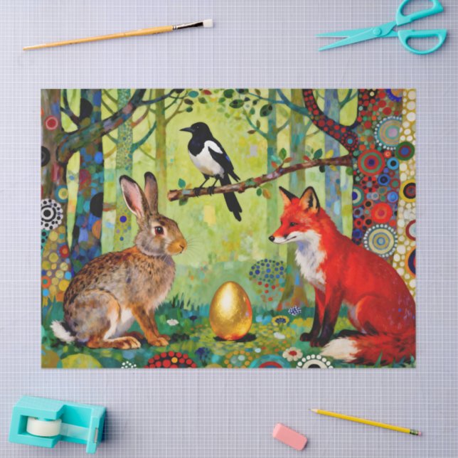 Rabbit, Magpie, Fox and “The Forest’s Secret”  Tissue Paper (Craft)