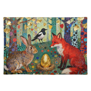 Rabbit, Magpie, Fox and “The Golden Goose Egg” Cloth Placemat