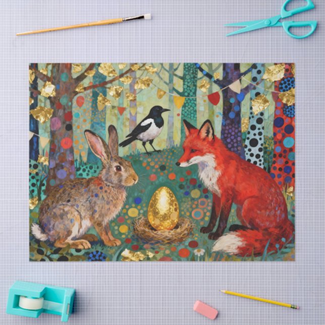 Rabbit, Magpie, Fox and “The Golden Goose Egg” Tissue Paper (Craft)