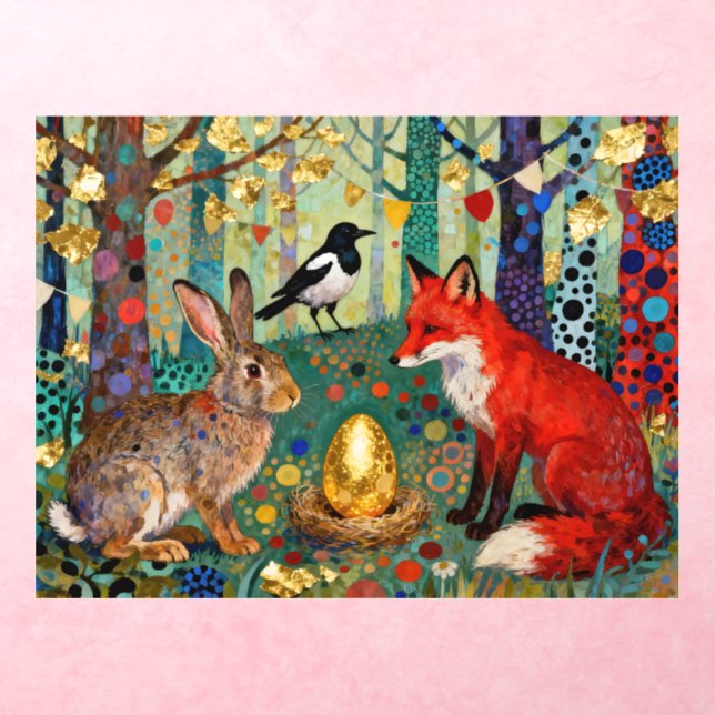 Rabbit, Magpie, Fox and “The Golden Goose Egg” Wall Decal (Insitu 3)