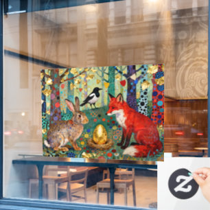 Rabbit, Magpie, Fox and “The Golden Goose Egg” Window Cling