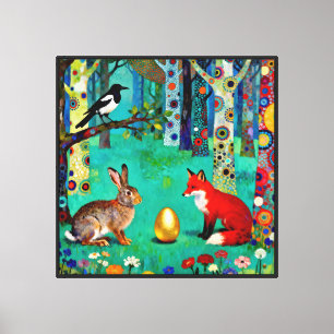 Rabbit, Magpie, Fox and “The Sharing Path” Canvas Print