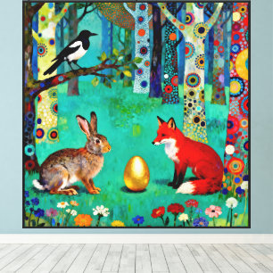 Rabbit, Magpie, Fox and “The Sharing Path” Canvas Print