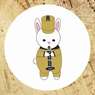 Rabbit Marching Band Clarinet Gold Black Classic Round Sticker