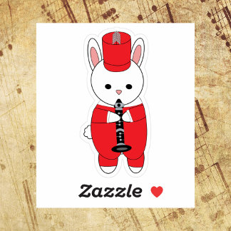 Rabbit Marching Band Clarinet Red White Sticker