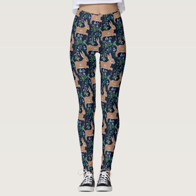 Rabbit medieval tapestry Leggings (Front)