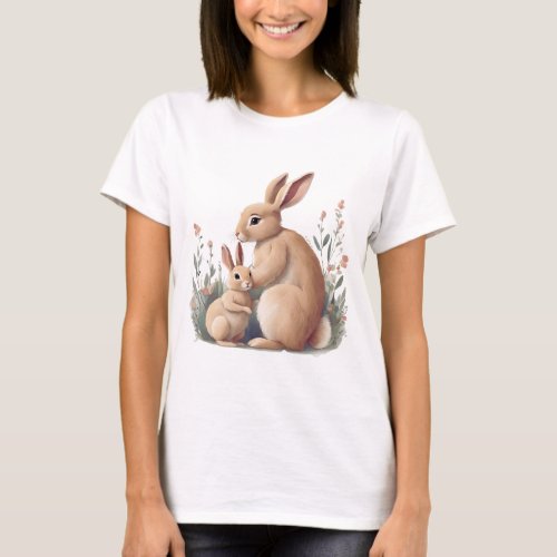 Rabbit Mom and Baby Mothers Day GiftCute Animal T_Shirt