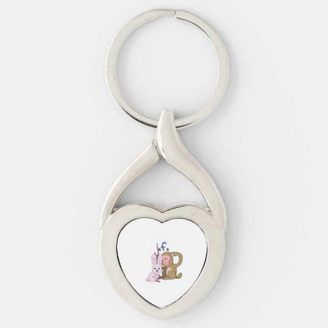 rabbit & monkey keychain (Front)