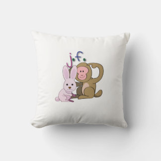 rabbit & monkey throw pillow