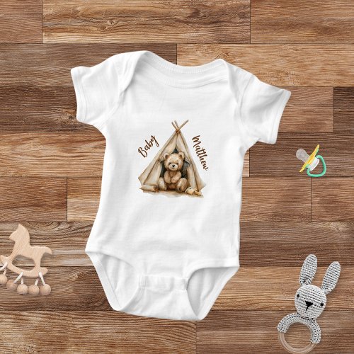 Rabbit moon sky beige cute baby bodysuit