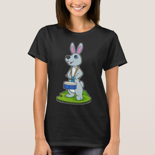 Rabbit Musician Drum Music T-Shirt (Front)