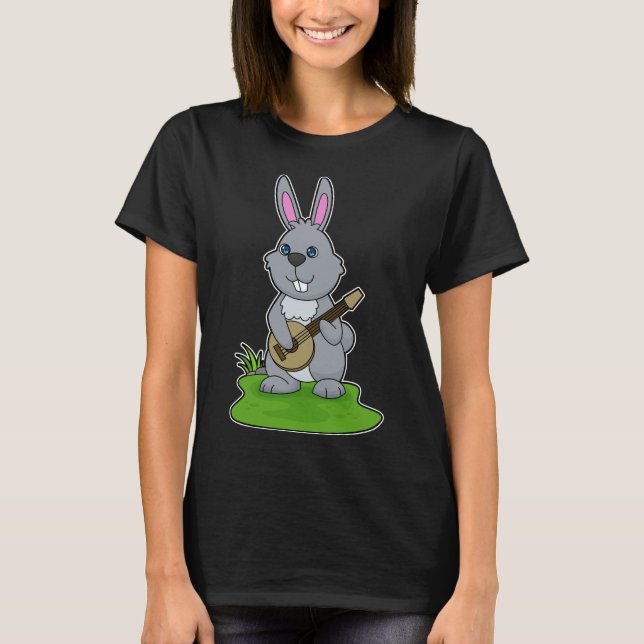 Rabbit Musician Guitar Music T-Shirt (Front)