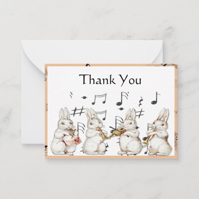 Rabbit Musician Thank You Card (Front)