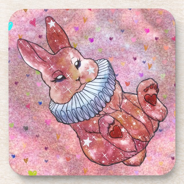 Rabbit named Ladybug Beverage Coaster (Front)