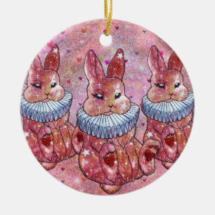 Rabbit named Ladybug Ceramic Ornament