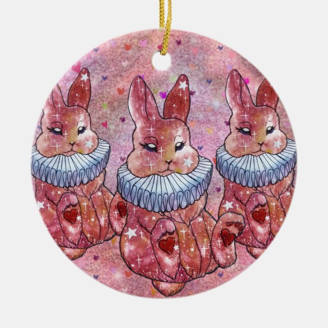 Rabbit named Ladybug Ceramic Ornament (Front)