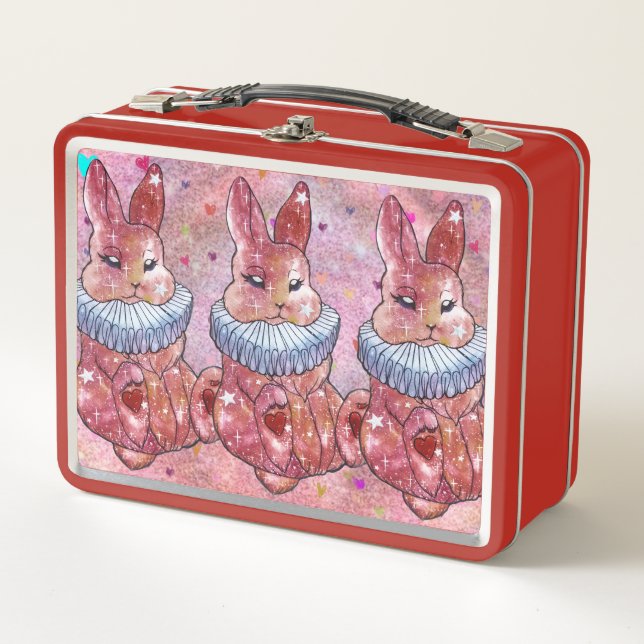Rabbit named Ladybug Metal Lunch Box (Front)