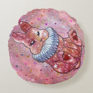 Rabbit named Ladybug Round Pillow