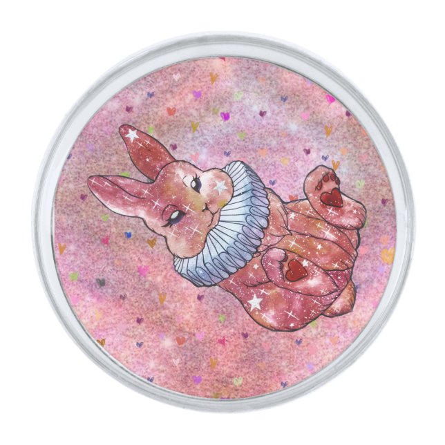 Rabbit named Ladybug Silver Finish Lapel Pin (Front)