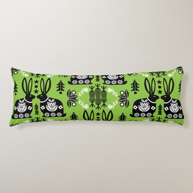 Rabbit Nordic Scandinavian Folk Art          Body Pillow (Front)