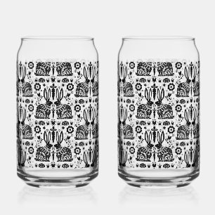 Rabbit Nordic Scandinavian Folk Art Can Glass