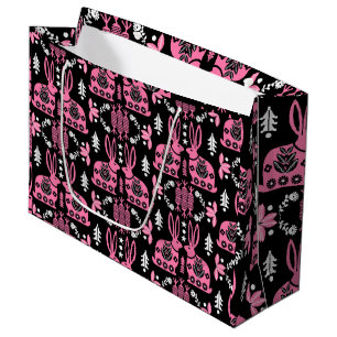 Rabbit Nordic Scandinavian Folk Art     Large Gift Bag