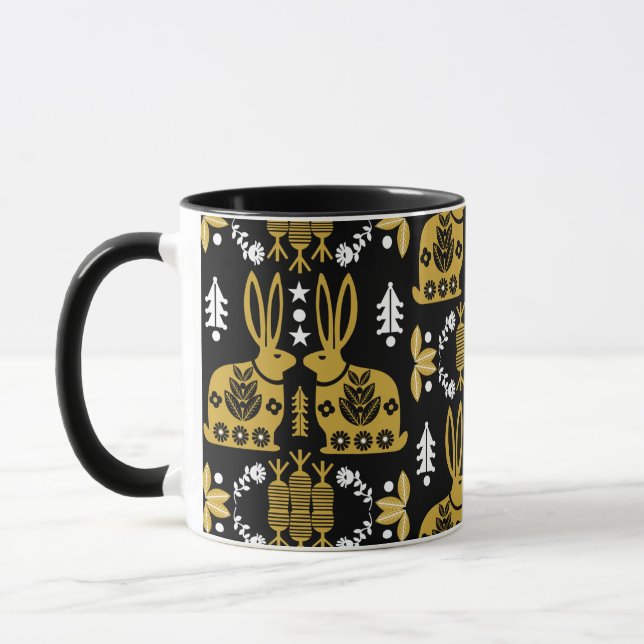 Rabbit Nordic Scandinavian Folk Art         Mug (Left)