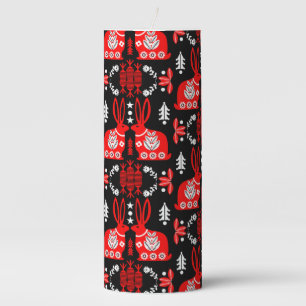 Rabbit Nordic Scandinavian Folk Art Pillar Candle