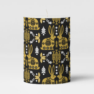 Rabbit Nordic Scandinavian Folk Art Pillar Candle