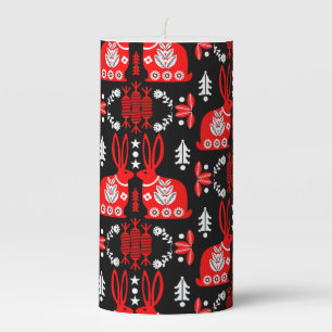 Rabbit Nordic Scandinavian Folk Art Pillar Candle