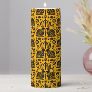 Rabbit Nordic Scandinavian Folk Art Pillar Candle