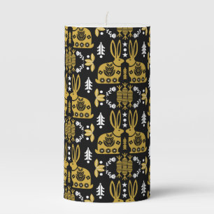 Rabbit Nordic Scandinavian Folk Art Pillar Candle