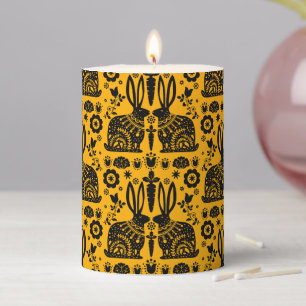 Rabbit Nordic Scandinavian Folk Art Pillar Candle