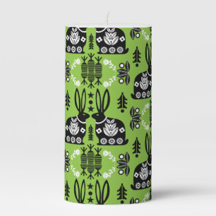 Rabbit Nordic Scandinavian Folk Art Pillar Candle