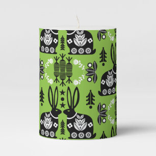 Rabbit Nordic Scandinavian Folk Art Pillar Candle