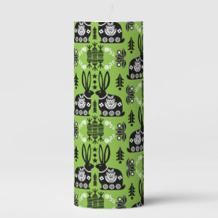 Rabbit Nordic Scandinavian Folk Art Pillar Candle