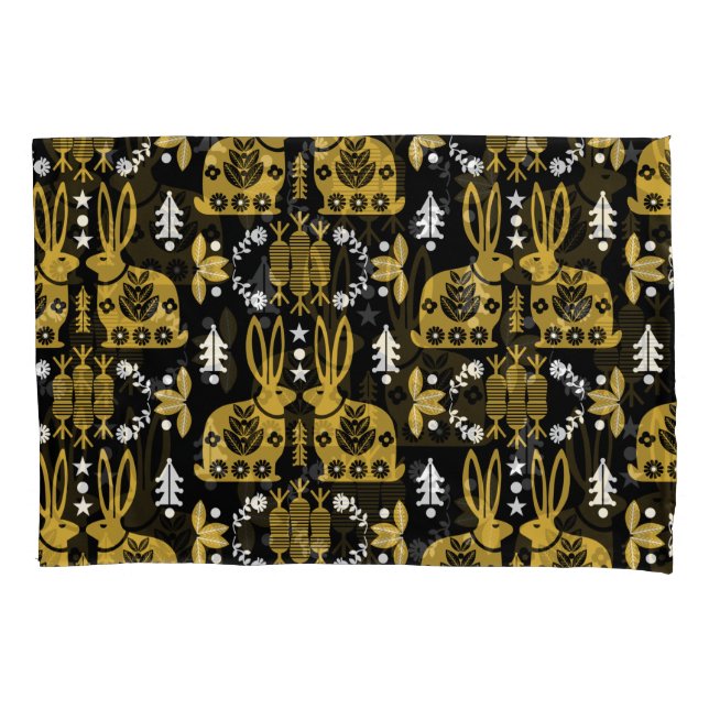 Rabbit Nordic Scandinavian Folk Art         Pillow Case (Front-Left)