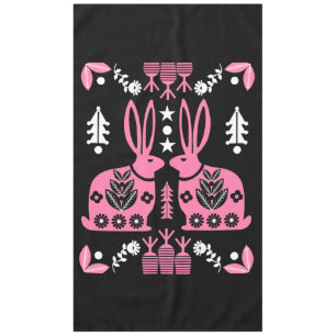 Rabbit Nordic Scandinavian Folk Art Tablecloth