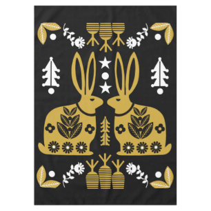 Rabbit Nordic Scandinavian Folk Art Tablecloth