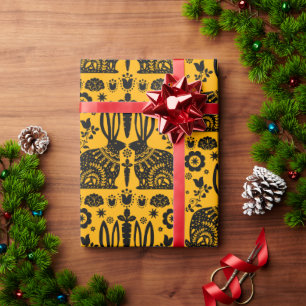 Rabbit Nordic Scandinavian Folk Art     Wrapping Paper