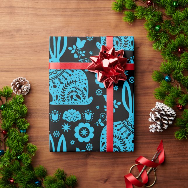 Rabbit Nordic Scandinavian Folk Art     Wrapping Paper (Holiday Gift)
